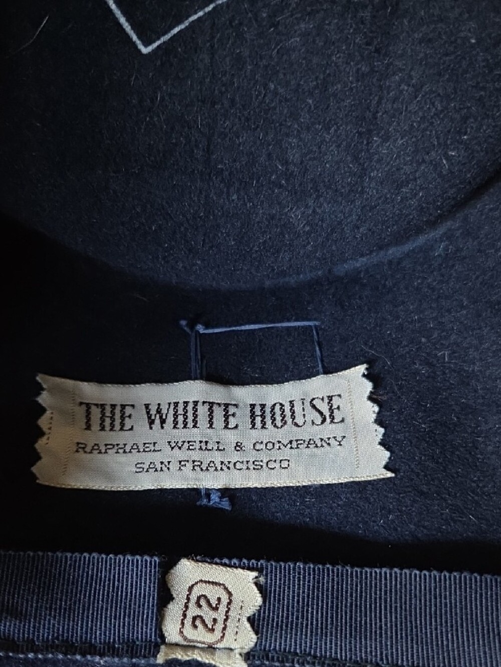 Vintage 1950s Navy Velvet Pillbox Hat Raphael Weill The White House SF - Picture 2 of 4